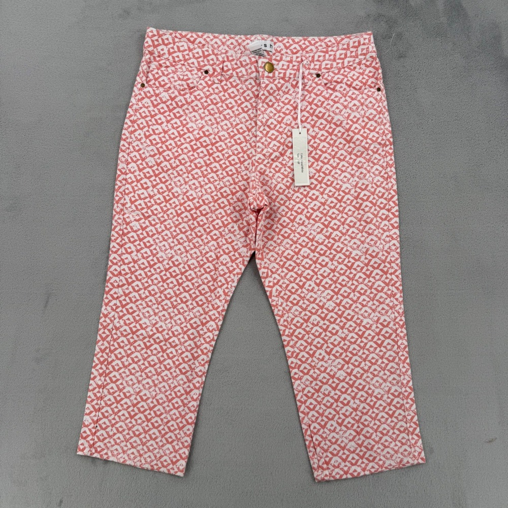 Dash Coral White Geometric Print Crop Pants Womens Size 10P Petite